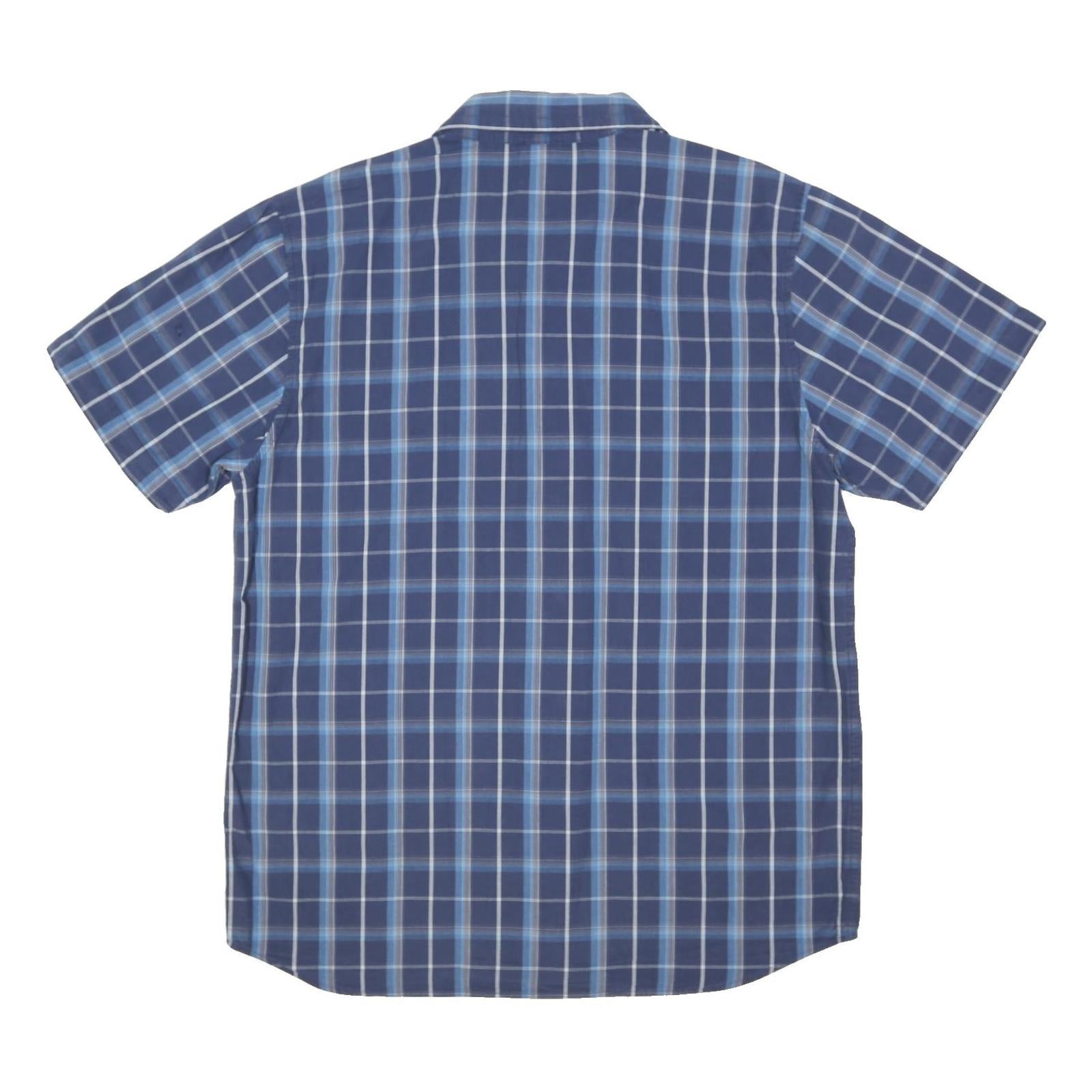 THE NORTH FACE Mens Blue Check Short Sleeve Shirt L Cotton Blend Casual
