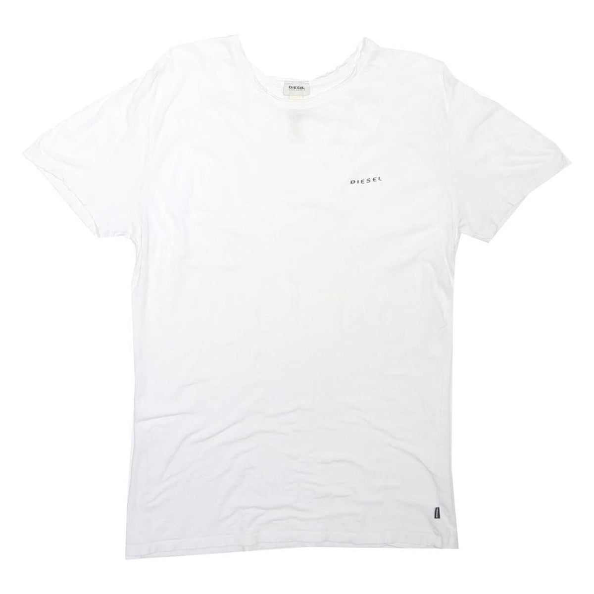 DIESEL Mens White Slogan T-Shirt S Short Sleeve Crew Neck Cotton Blend Casual