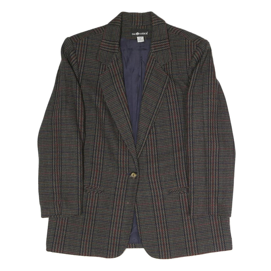 SAG HARBOUR Womens Brown Check Tailored Blazer Jacket UK 14 Polyester Blend