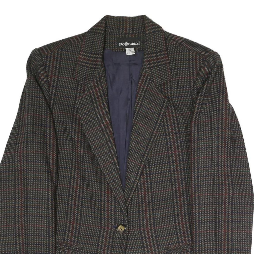 SAG HARBOUR Womens Brown Check Tailored Blazer Jacket UK 14 Polyester Blend