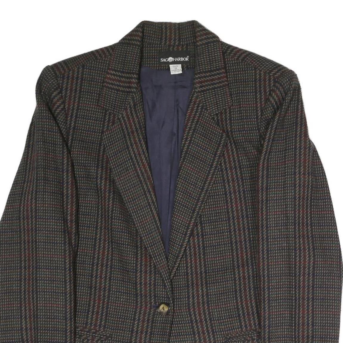 SAG HARBOUR Womens Brown Check Tailored Blazer Jacket UK 14 Polyester Blend