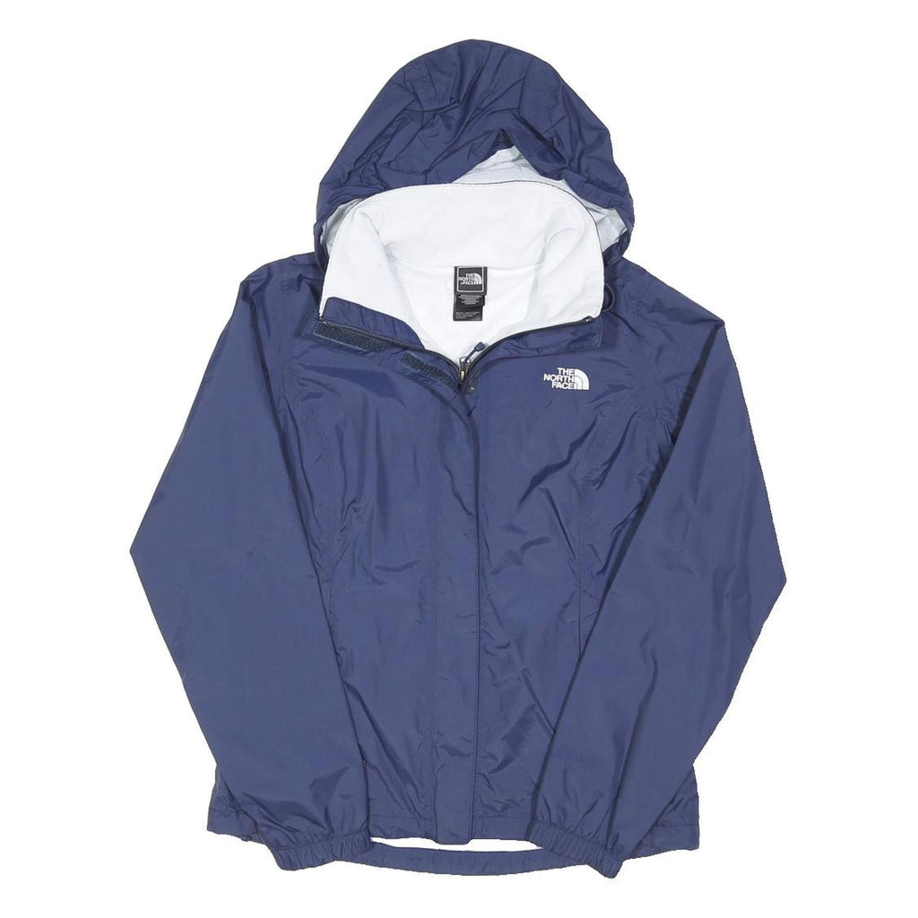 THE NORTH FACE Womens Blue Outdoor Jacket S Polyester Blend Plain Zip Hooded