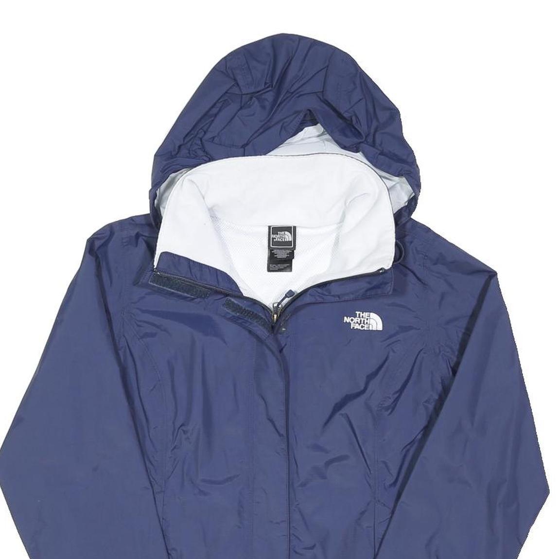 THE NORTH FACE Womens Blue Outdoor Jacket S Polyester Blend Plain Zip Hooded