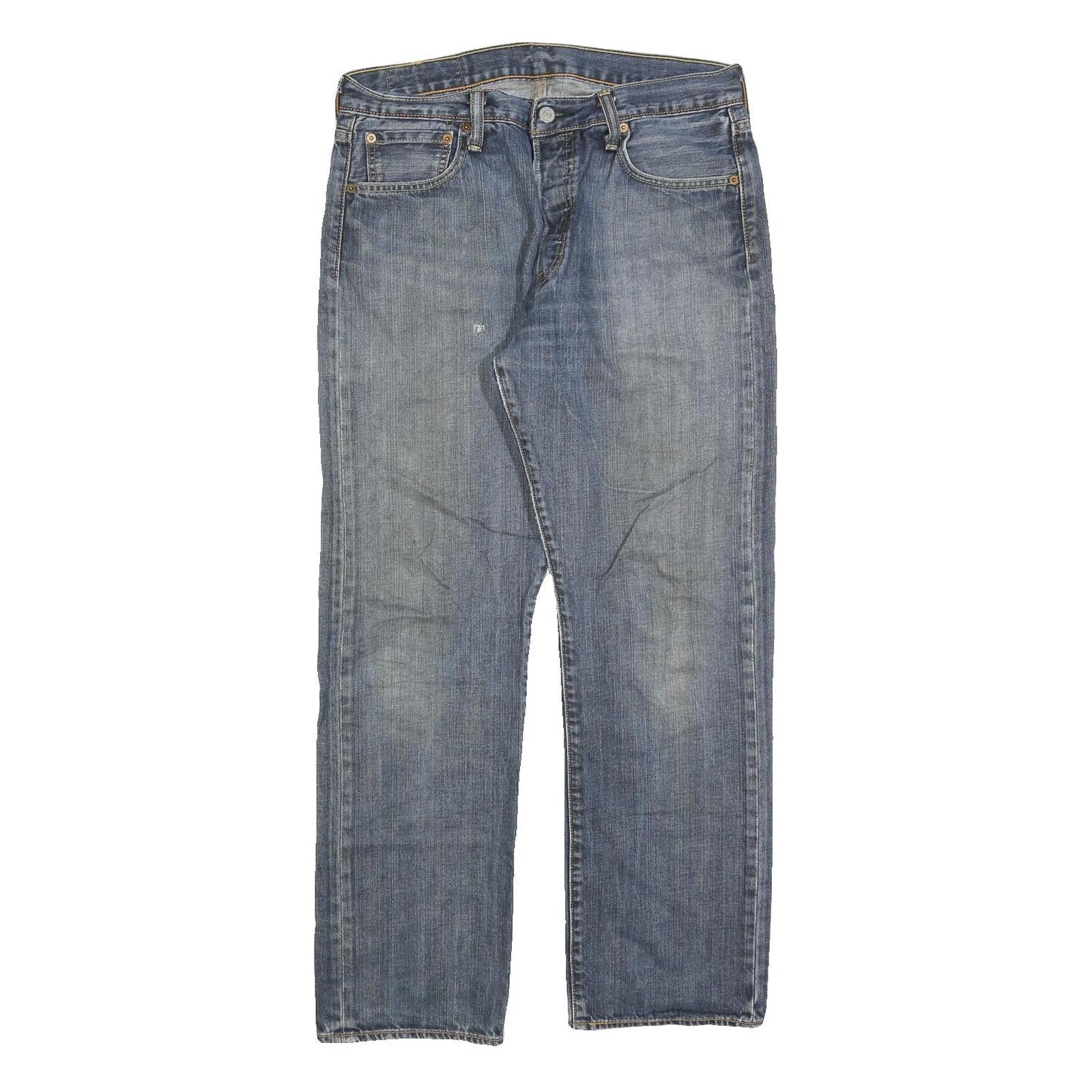 LEVI'S 501 Mens Jeans Blue Regular Straight Denim Medium W33 L30 Classic Button