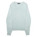 NAUTICA Mens Light Blue Plain Cotton Blend Jumper V-Neck Basic Knit L