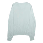 NAUTICA Mens Light Blue Plain Cotton Blend Jumper V-Neck Basic Knit L