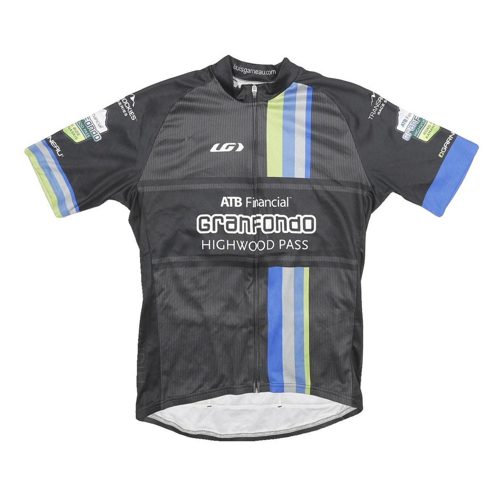 LOUIS GARNEAU Mens Black & Blue Graphic T-Shirt L Short Sleeve Crew Neck