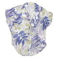 Womens Blue Green Printed Blouse Short Sleeve V-Neck XL Lightweight Shirt