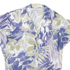 Womens Blue Green Printed Blouse Short Sleeve V-Neck XL Lightweight Shirt