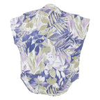 Womens Blue Green Printed Blouse Short Sleeve V-Neck XL Lightweight Shirt