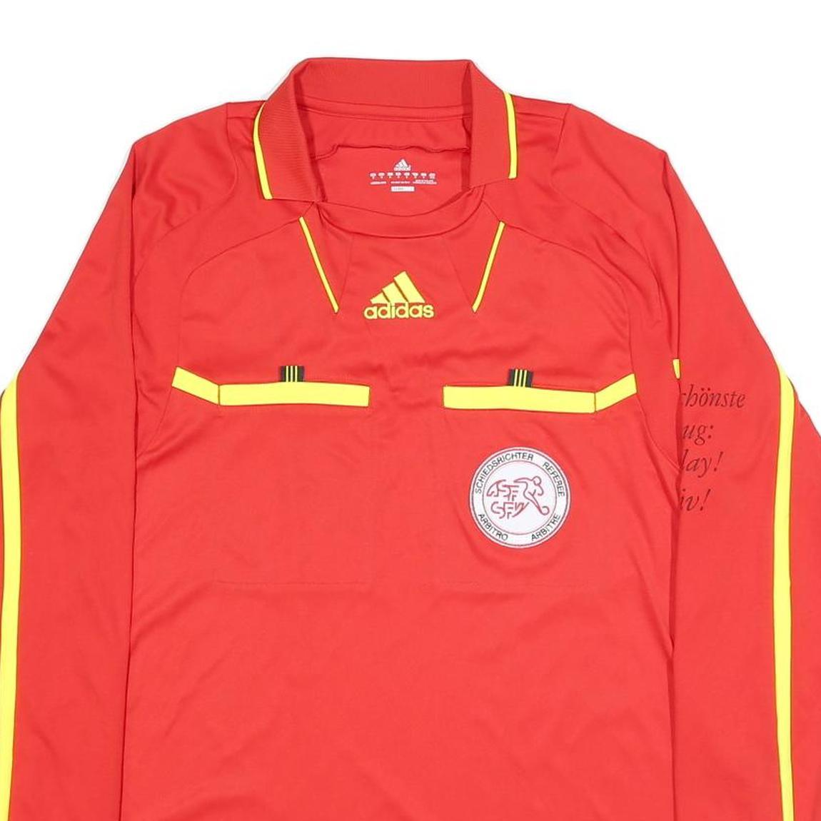 ADIDAS Switzerland FA 2011-12 Referee Mens Red Long Sleeve Football Jersey M