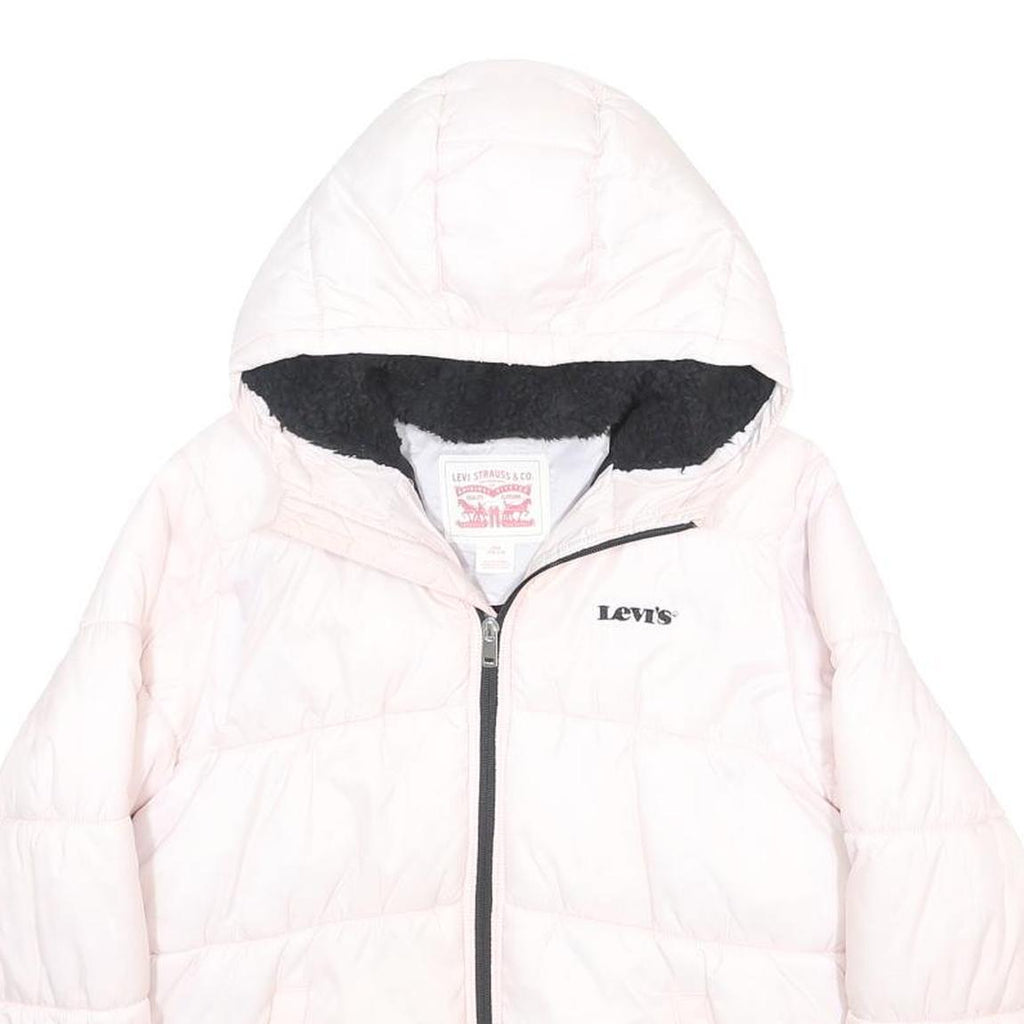 LEVI'S Girls White Jacket 14Y Polyester Puffer Hooded Zip Casual Warm Outerwear