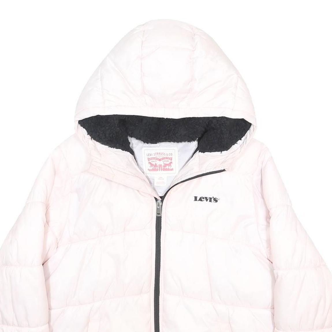 LEVI'S Girls White Jacket 14Y Polyester Puffer Hooded Zip Casual Warm Outerwear
