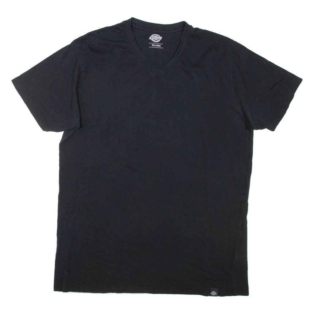 DICKIES Mens T-Shirt Black V-Neck 2XL