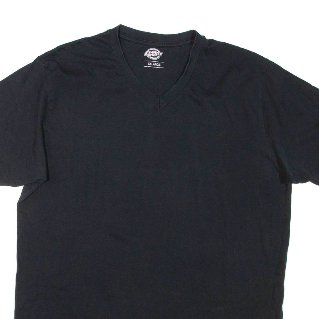 DICKIES Mens T-Shirt Black V-Neck 2XL