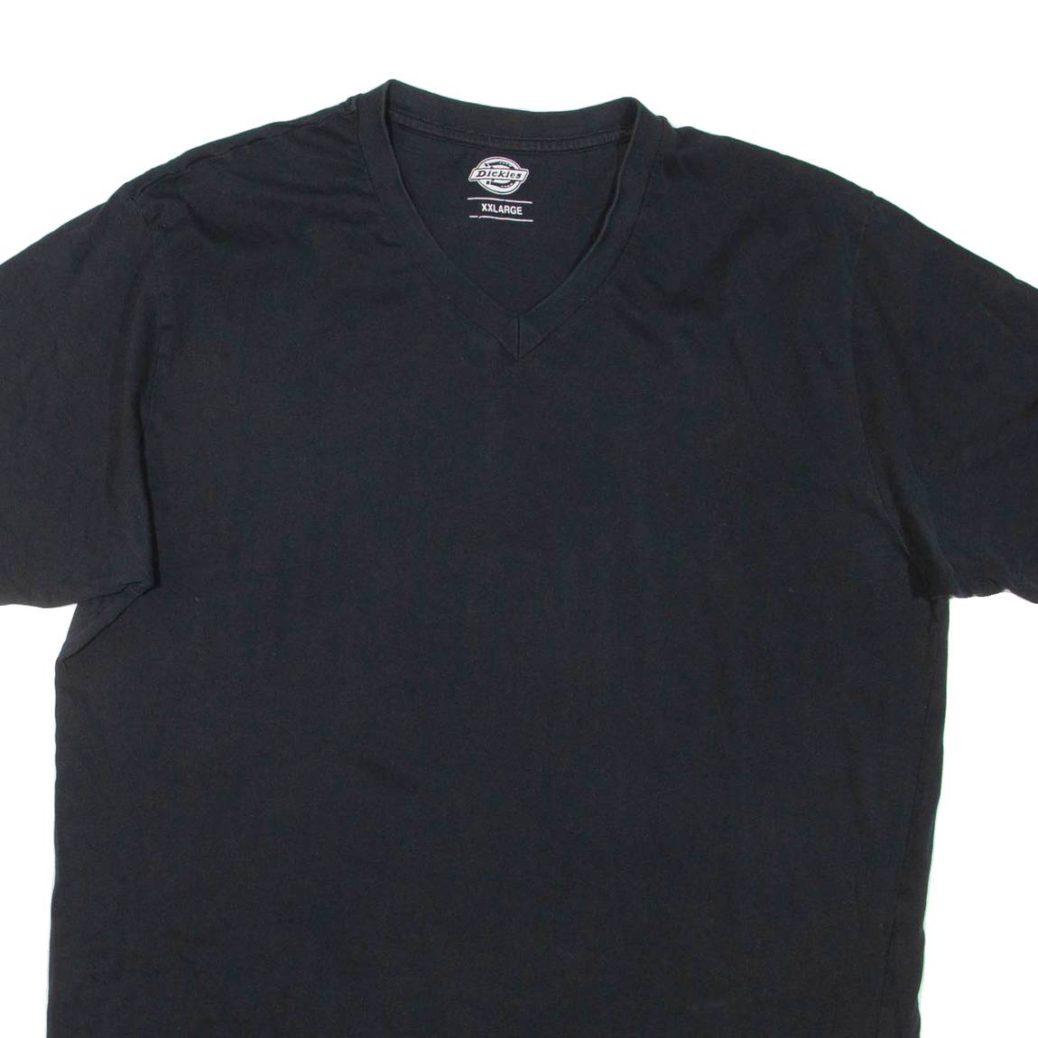 DICKIES Mens T-Shirt Black V-Neck 2XL