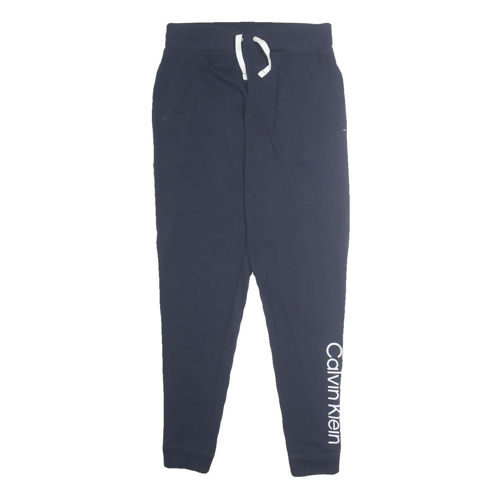 CALVIN KLEIN Mens Joggers Navy Blue Slim Tapered S W28 L29 Cotton Blend