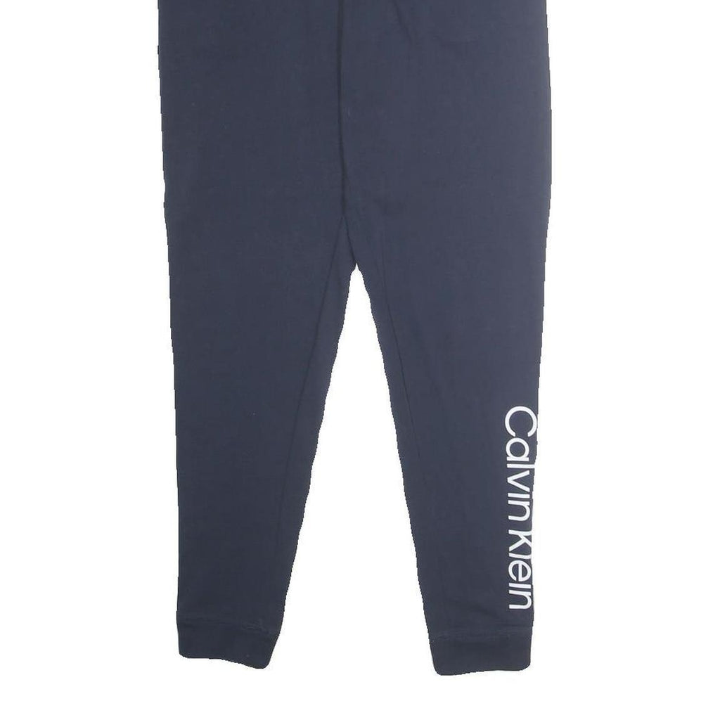 CALVIN KLEIN Mens Joggers Navy Blue Slim Tapered S W28 L29 Cotton Blend