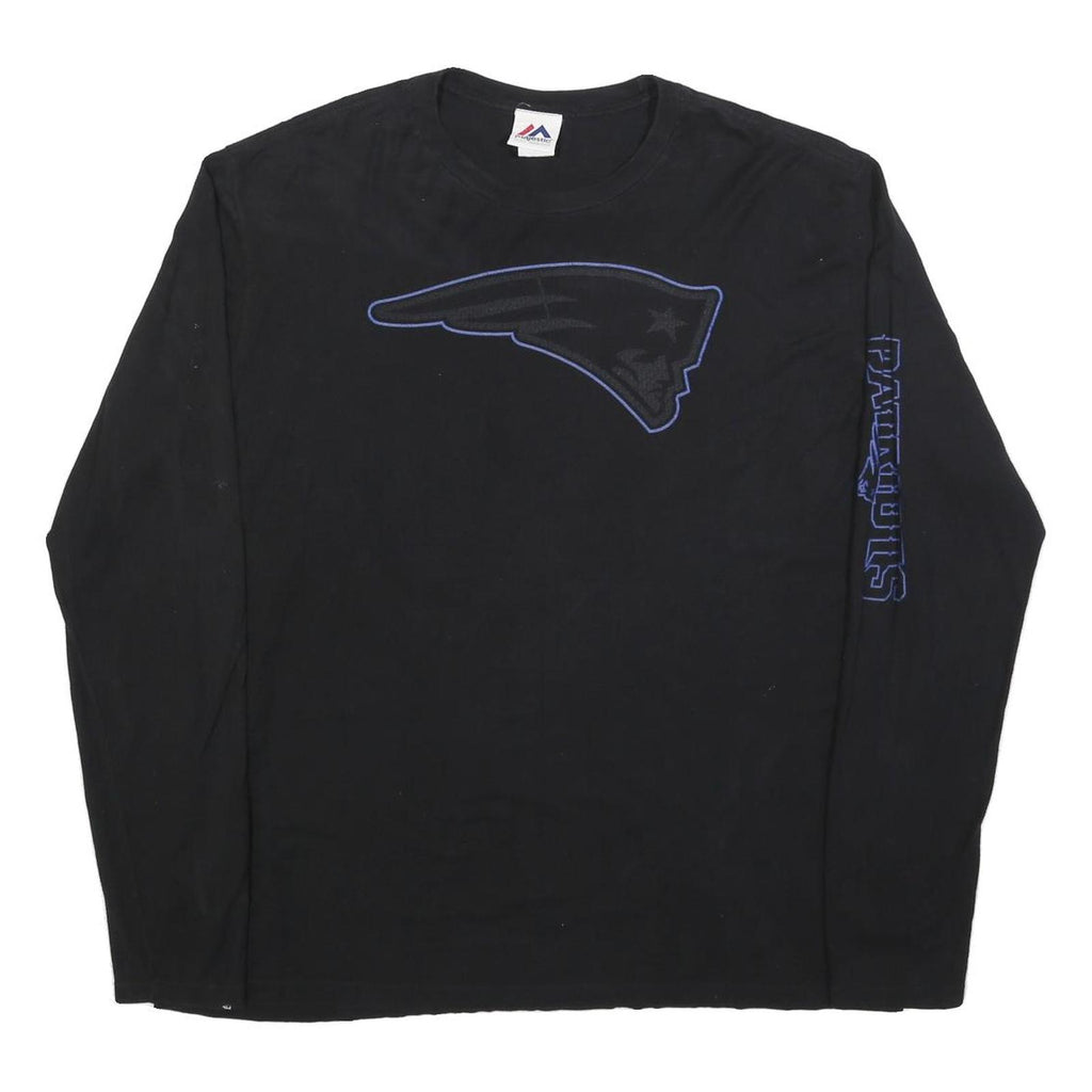 MAJESTIC Mens Black New England Patriots Long Sleeve Crew Neck T-Shirt XL