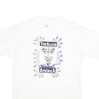 LEE Mens White Tim Allen Powers America Graphic T-Shirt L Short Sleeve Crew Neck