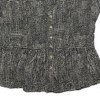 LAURA ASHLEY Womens Black & Cream Printed Top Short Sleeve V-Neck UK 6 Summer