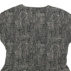 LAURA ASHLEY Womens Black & Cream Printed Top Short Sleeve V-Neck UK 6 Summer