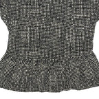 LAURA ASHLEY Womens Black & Cream Printed Top Short Sleeve V-Neck UK 6 Summer