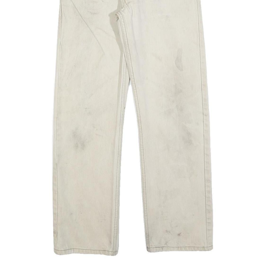 LEVI'S 505 Boys Jeans White Regular Straight Denim W29 L29 Classic Zip