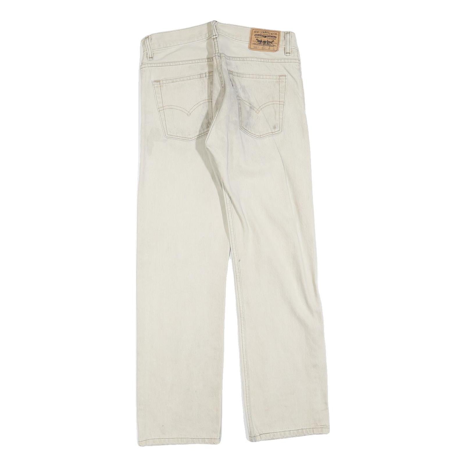 LEVI'S 505 Boys Jeans White Regular Straight Denim W29 L29 Classic Zip