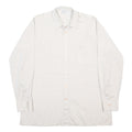 Mens Cream Plain Button Long Sleeve Shirt L Cotton Blend Casual Classic Fit