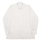 Mens Cream Plain Button Long Sleeve Shirt L Cotton Blend Casual Classic Fit