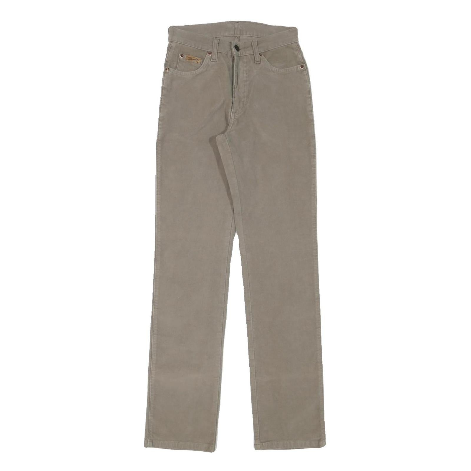 WRANGLER Womens Slim Fit Cotton Blend Beige Slim Leg Trousers W24 L31 Zip