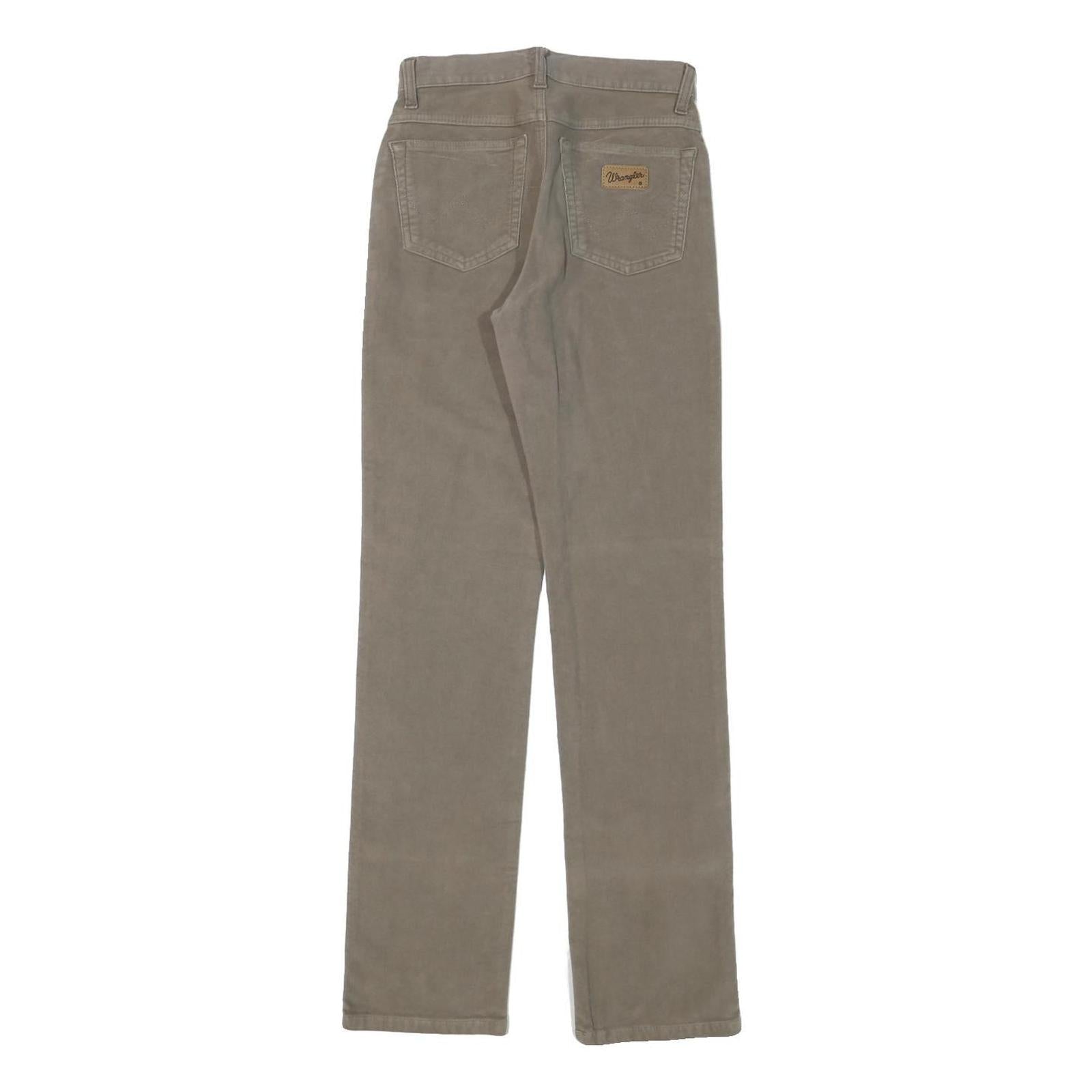 WRANGLER Womens Slim Fit Cotton Blend Beige Slim Leg Trousers W24 L31 Zip