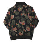 Womens Black Patterned Zip Jacket XL Polyester Blend Classic Casual Outerwear