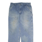 CARHARTT Mens Relaxed Light Blue Denim Jeans W38 L34 Workwear Utility Zip