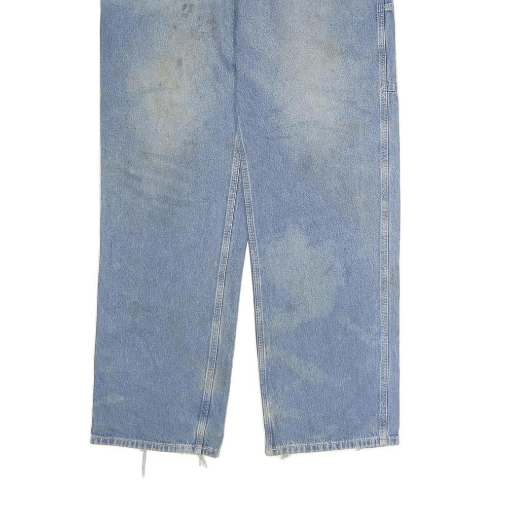 CARHARTT Mens Relaxed Light Blue Denim Jeans W38 L34 Workwear Utility Zip