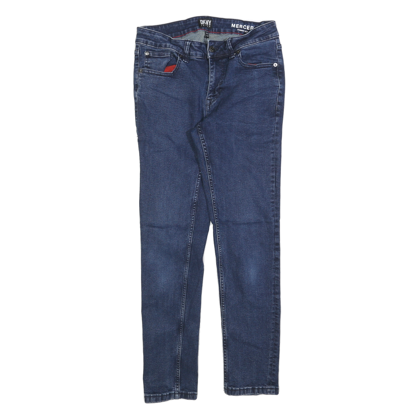 DKNY Mens Slim Blue Denim Skinny Fit Cotton Jeans W30 L30 Stylish Pockets Zip