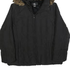 CALVIN KLEIN Womens Black Jacket XL Polyester Blend Hooded Zip Plain Winter Coat