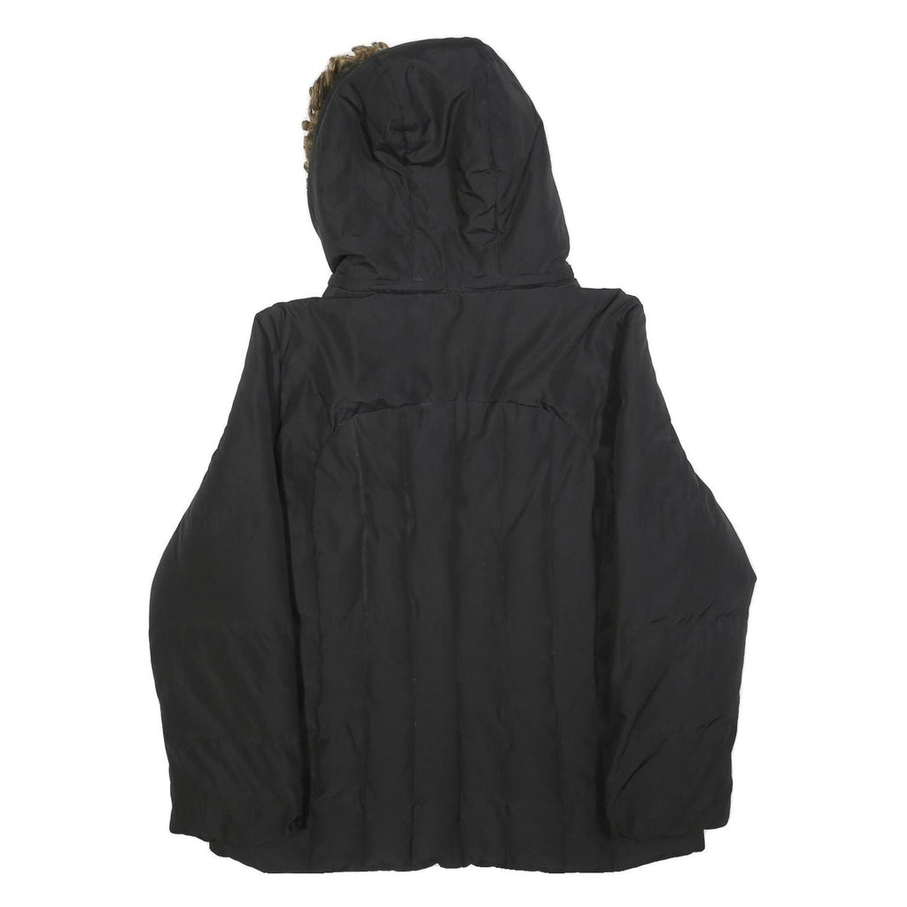 CALVIN KLEIN Womens Black Jacket XL Polyester Blend Hooded Zip Plain Winter Coat