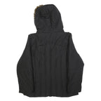 CALVIN KLEIN Womens Black Jacket XL Polyester Blend Hooded Zip Plain Winter Coat