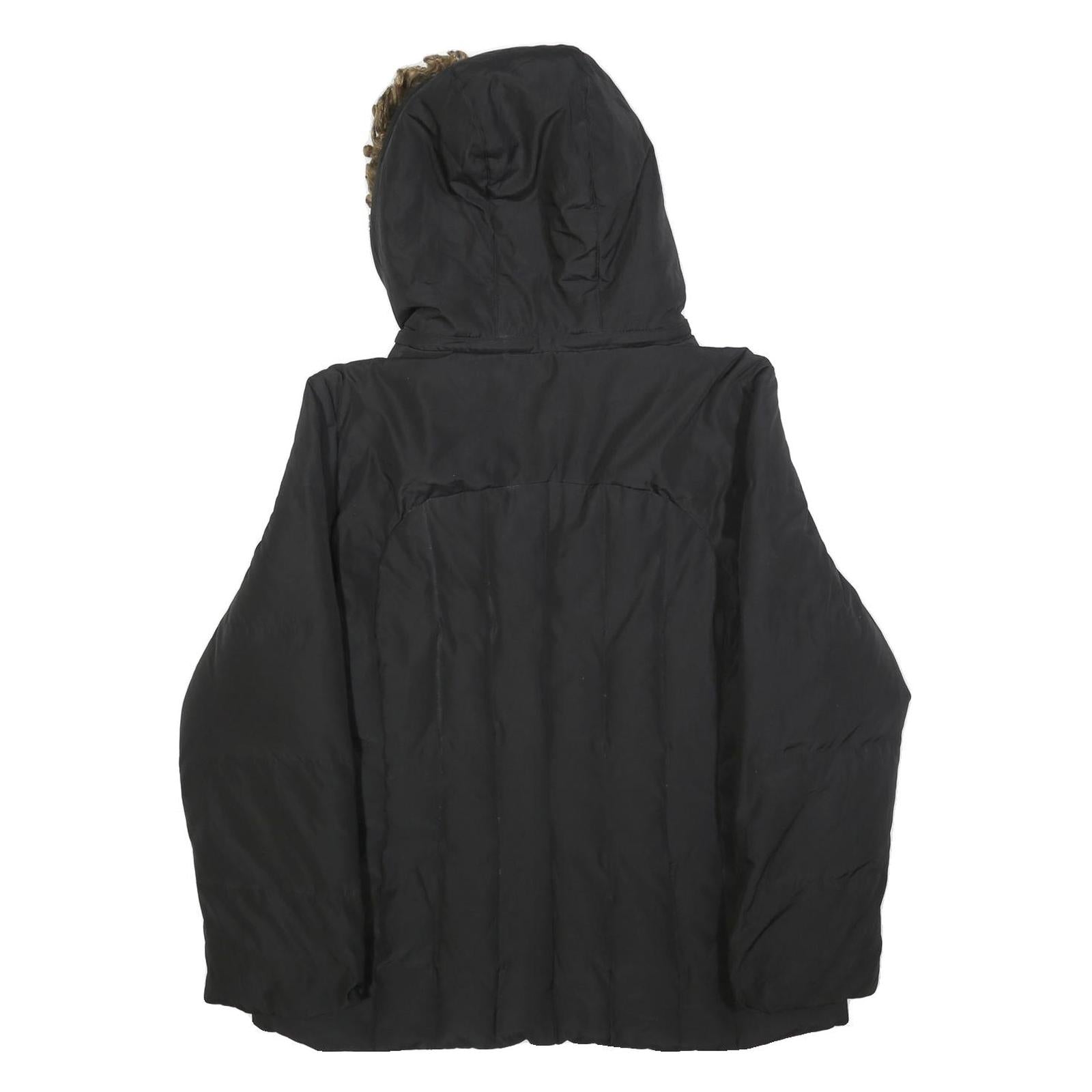 CALVIN KLEIN Womens Black Jacket XL Polyester Blend Hooded Zip Plain Winter Coat