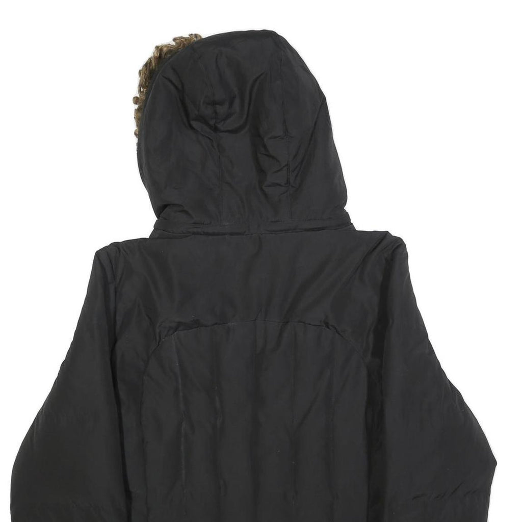 CALVIN KLEIN Womens Black Jacket XL Polyester Blend Hooded Zip Plain Winter Coat