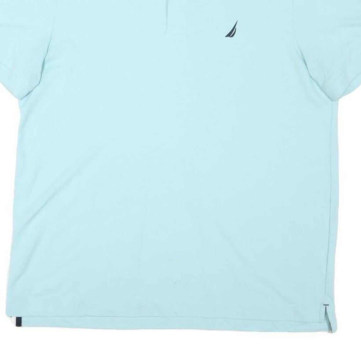 NAUTICA Mens Blue Short Sleeve Plain Polo Shirt L Cotton Blend Casual Summer