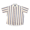 TRADER BAY Mens Beige & Blue Striped Short Sleeve Shirt XL Casual Button Down