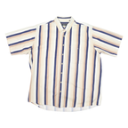 TRADER BAY Mens Beige & Blue Striped Short Sleeve Shirt XL Casual Button Down
