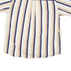 TRADER BAY Mens Beige & Blue Striped Short Sleeve Shirt XL Casual Button Down