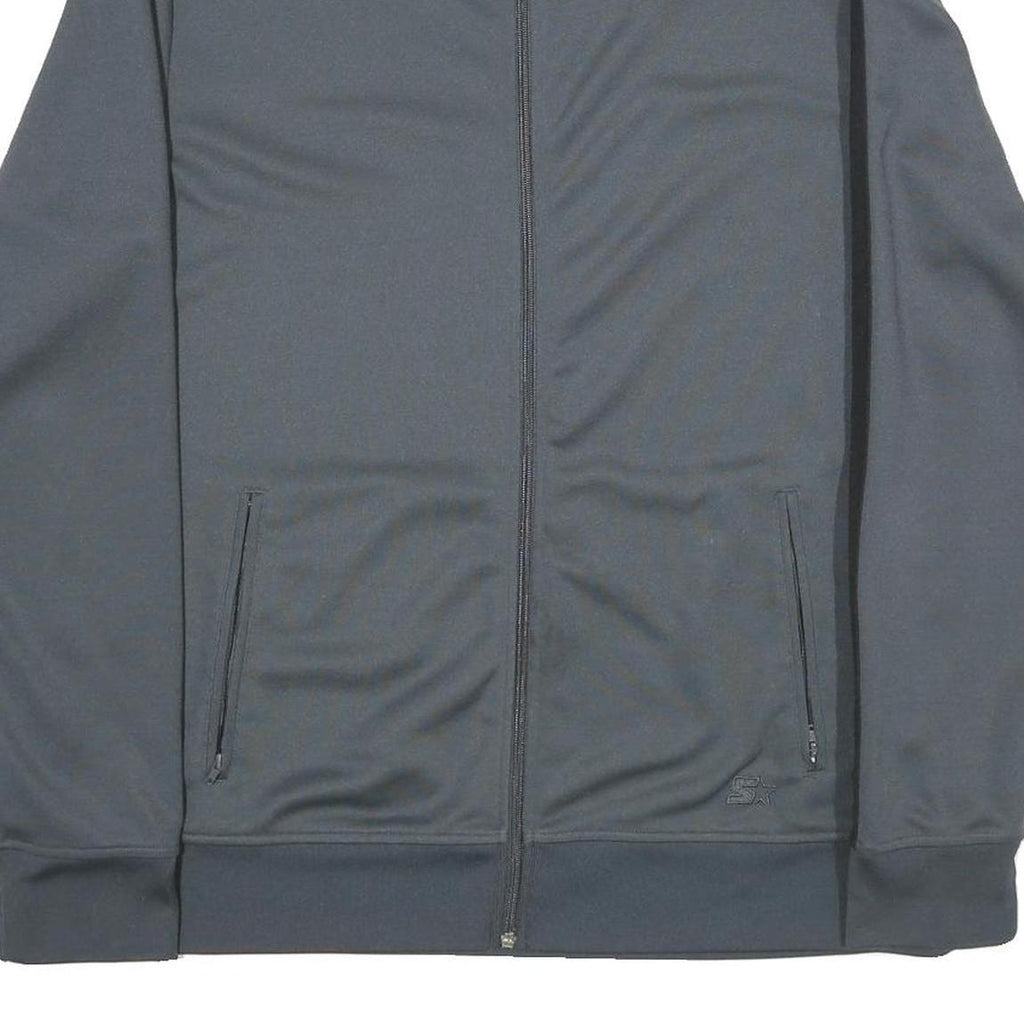 STARTER Mens Grey & Black Track Jacket L Polyester Zip Plain Sporting Wear