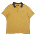 NAUTICA Mens Yellow & Navy Short Sleeve Plain L Cotton Blend Polo Shirt