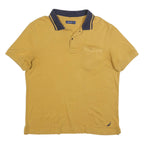 NAUTICA Mens Yellow & Navy Short Sleeve Plain L Cotton Blend Polo Shirt