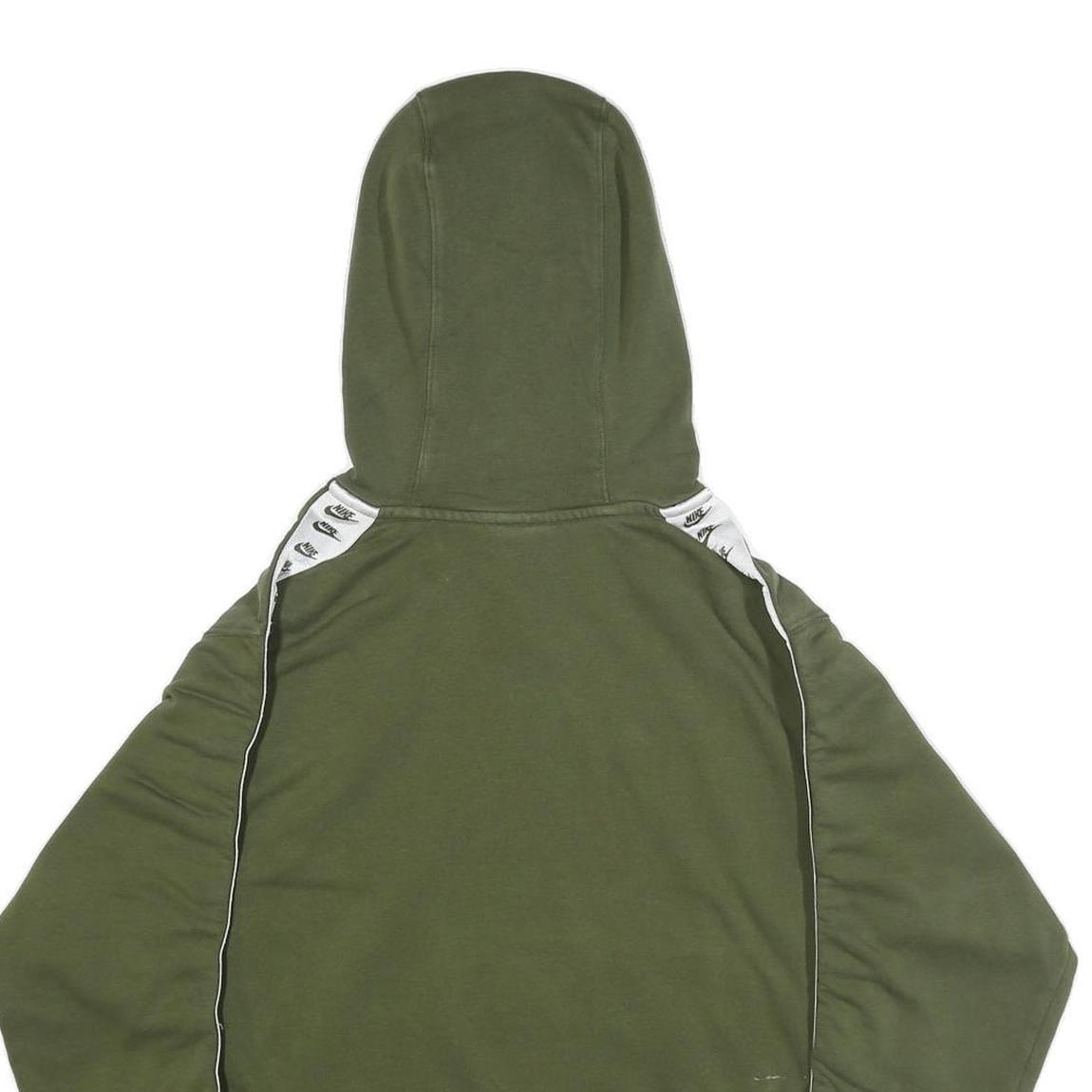 NIKE Womens Green Hoodie L Cotton Blend Pullover Logo Tape Detail